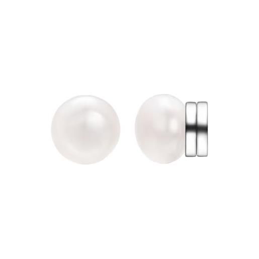 Vissen orecchini magnetici da donna con perle rosa, orecchini con perle non forate, rotondi, con chiusura magnetica, rame, perla