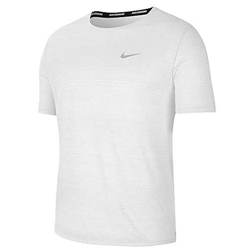 Nike m nk df miler top ss, t-shirt uomo, white/(reflective silv), xl
