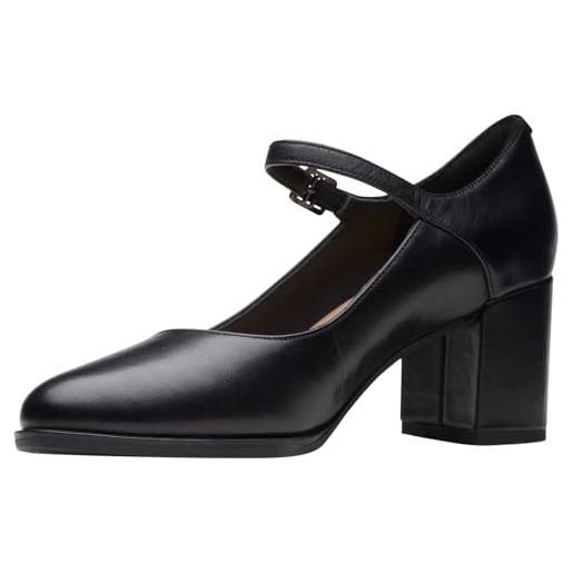 Clarks premium freva55 strap, scarpe décolleté donna, black leather, 35.5 eu