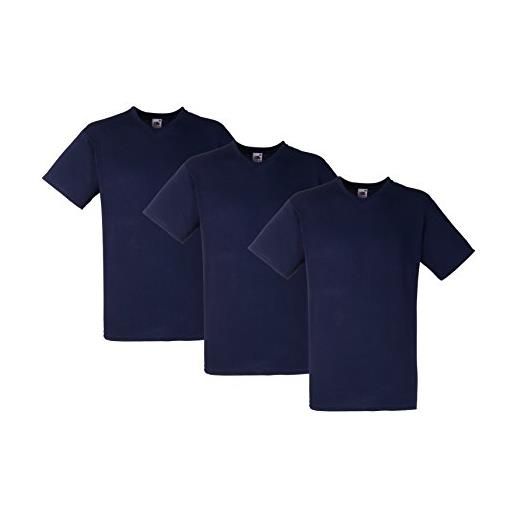 Fruit of the Loom v-neck-tee t-shirt, multicolore (blu), large (taglia produttore: l) (pacco da 3) uomo
