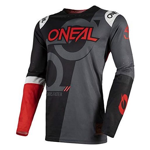 O'NEAL | motocross shirt manica lunga | mx mtb mountain bike | maglia da ciclismo con maniche senza polsini prodigy jersey five zero | adulto | nero rosso neon | taglia l (52/54)