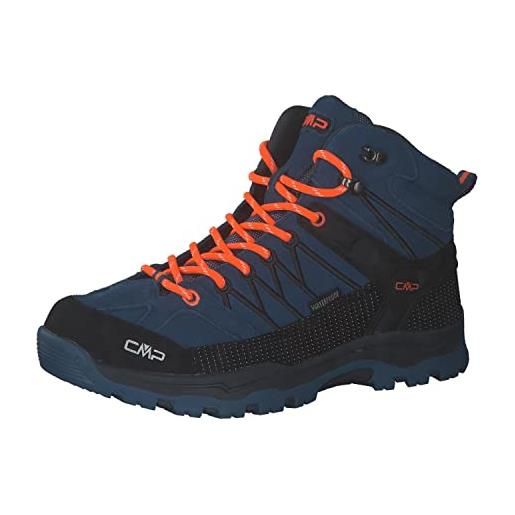 CMP unisex - bambini e ragazzi kids rigel mid trekking shoe wp scarpe da trekking alta, dusty blue flash orange, 41 eu