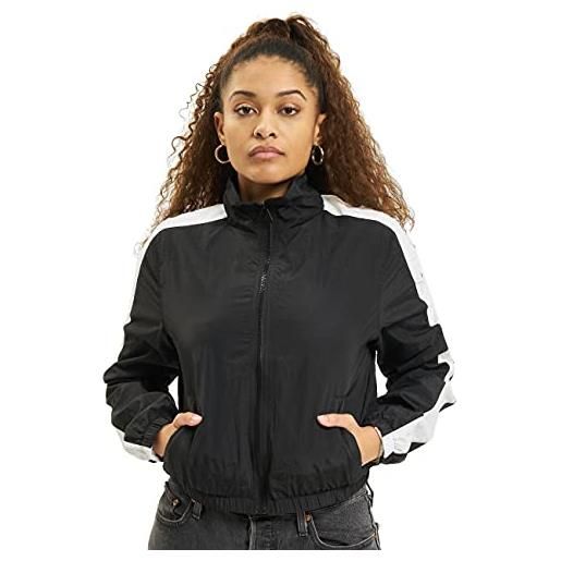 Urban Classics ladies short striped crinkle track jacket giacca, nero (blk/wht 00050), x-large donna