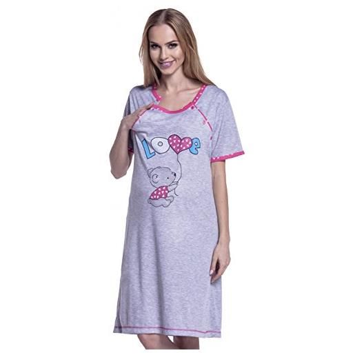 HAPPY MAMA. Donna prémaman carina camicia da notte gravidanza allattamento. 141p (fucsia, it 44/46, l)