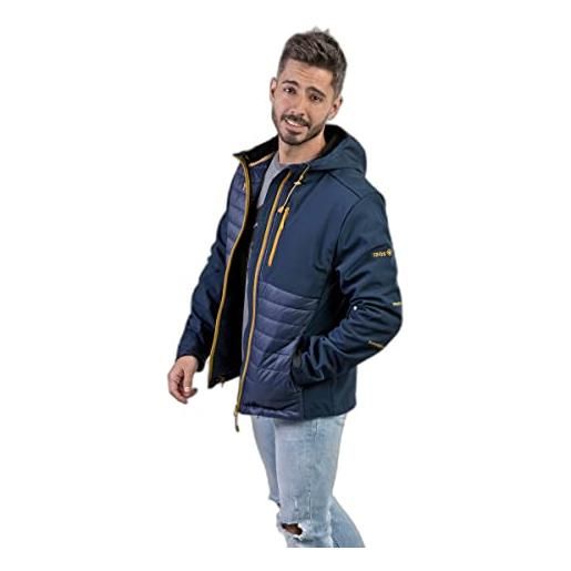 Izas - giacca da uomo - giacca con cappuccio con zip quick dry - impermeabile e antivento - ideale per attività all'aperto - muzat mustard navy blue - l