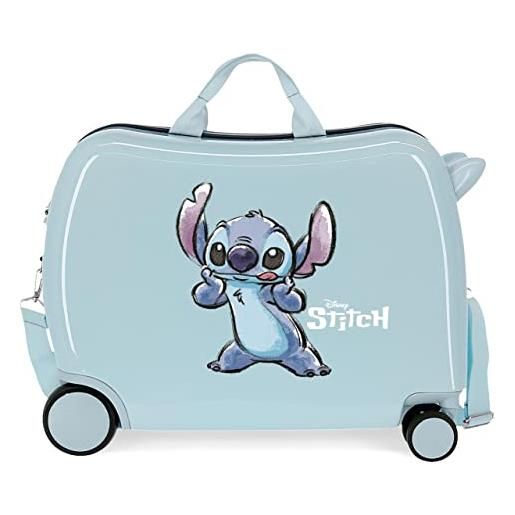 CARTOON trolley da viaggio stitch disney valigia in abs cavalcabile per bambini trainabile (50 cm)