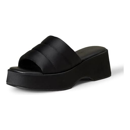 Amazon Essentials sandalo con plateau donna, nero raso, 37 eu