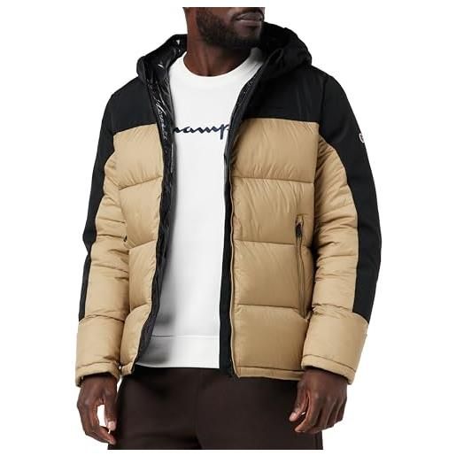 Champion legacy outdoor - hooded jacket giacca, off white/nero, l uomo fw23