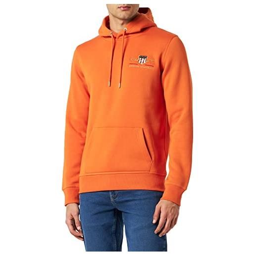 GANT medium archive shield hoodie, felpa con cappuccio uomo, arancione ( pumpkin orange ), s