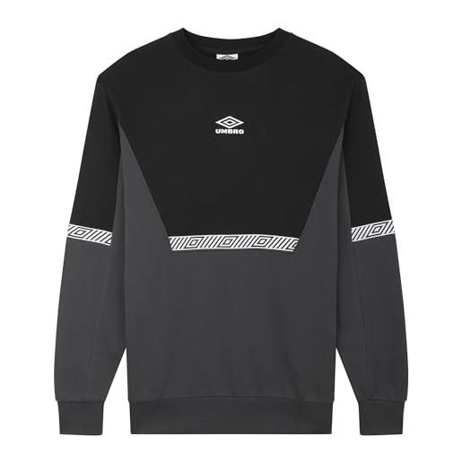 Umbro felpa sportiva stile club maglione, grigio bosco/nero, xl uomo