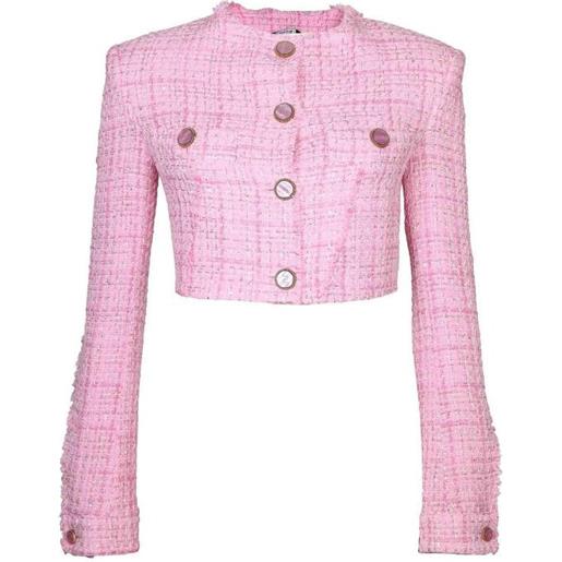 Gcds giacca in tweed cropped colore rosa