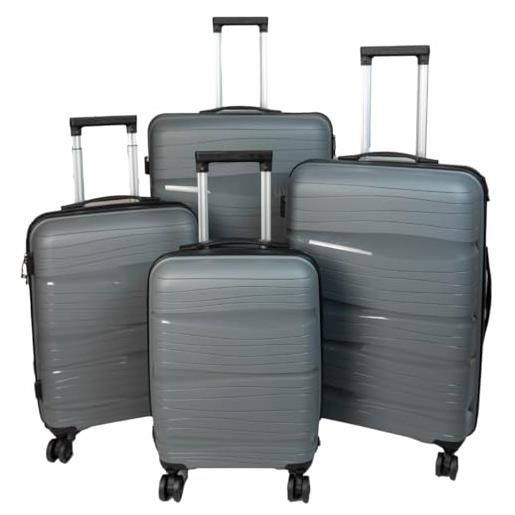 Pikla set 4 trolley - valigie da viaggio in abs con 6 varianti colore - ideali per ogni avventura!- grigio