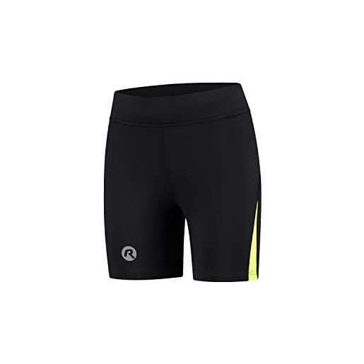Rogelli, pantaloni corti da running donna edia, nero (black/fluor-yellow), xs