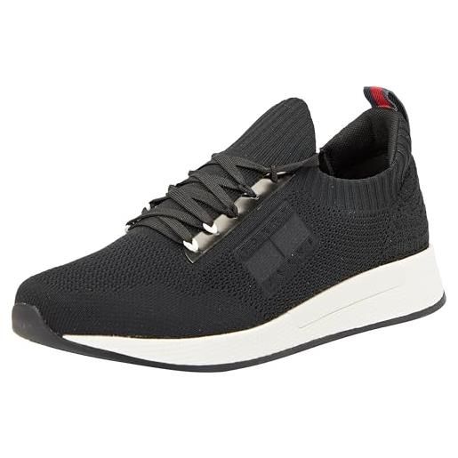 Tommy Jeans tjm elevated runner knitted em0em01382, sneaker da corsa uomo, nero (black), 48 eu