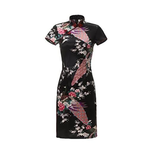 PONNYC signora cinese sexy cheongsam stampa fiore mini qipao traditioanl abito casual banchetto vestito in stile cinese stile cinese vestito da donna prestazioni