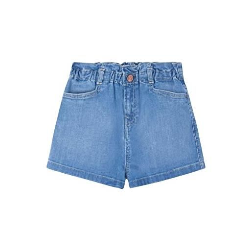 Pepe Jeans - short paperbag reese pg800779 000 denim - pantaloni corti per bambine, blu, 8 anni