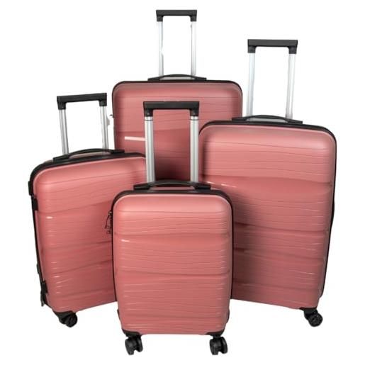 Pikla set 4 trolley - valigie da viaggio in abs con 6 varianti colore - ideali per ogni avventura!- rosa