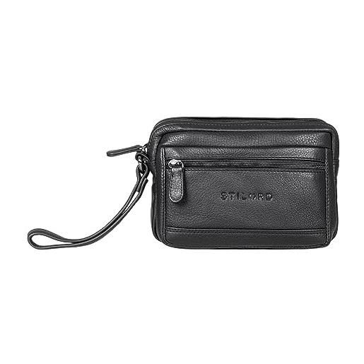 STILORD 'pax' borsa da polso uomo in vera pelle borsetta a mano borsa da uomo in pelle borsa organizer da viaggio pochette vintage, colore: nero