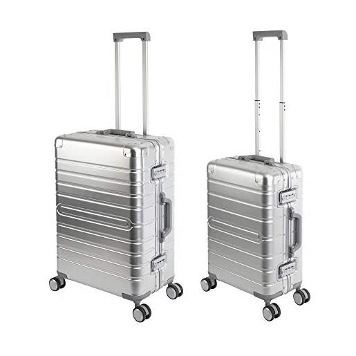 Travelhouse oslo t6005 - trolley da viaggio in alluminio, diverse misure e colori, silber, handgepäck & mittlerer koffer set