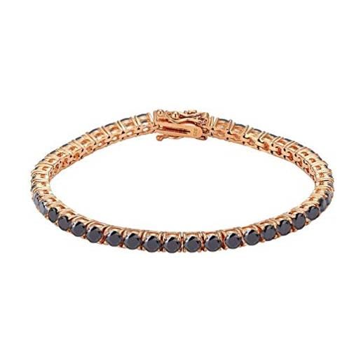 Gold Gala bracciale tennis in argento 925 con zirconi taglio diamante placcato oro (rosé/black, 18)