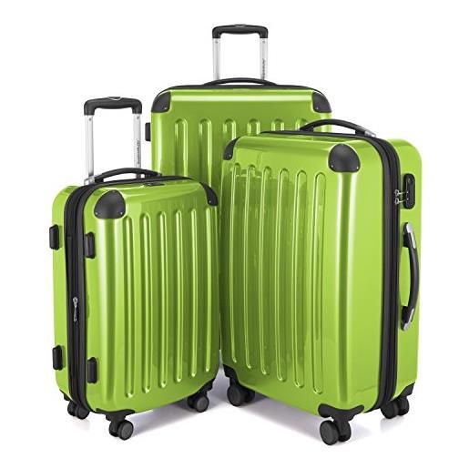 Hauptstadtkoffer - alex - set di 3 valigie, 4 doppie ruote, nero brillante, (s, m & l), 235 litri, colore verde mela