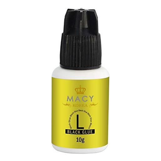 Macy Co. Ltd. Korea macy l-glue - colla per ciglia finte, 10 ml, colore nero, tempo di asciugatura rapido di 1-6 secondi, durata adesivo di 7-6 settimane, per extension delle ciglia professionale
