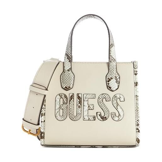 GUESS silvana-mini borsa a 2 scomparti, tote, tracolla donna, naturale, taglia unica