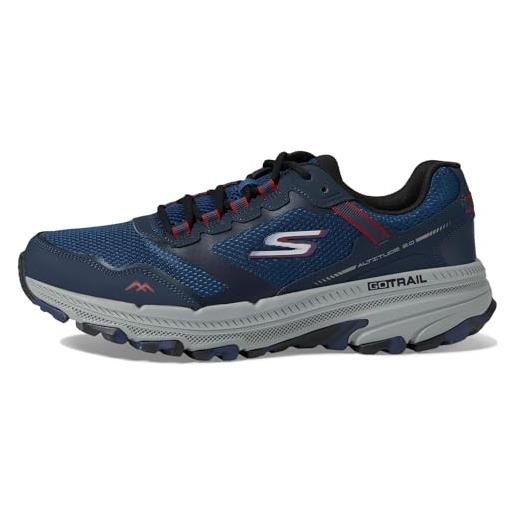 Skechers go run trail altitudine 2.0, sneaker uomo, tessuto in pelle blu navy e rosso, 45 eu