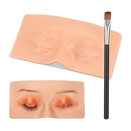 BAMTTOO makeup practice face silicone makeup practice board face eyes permanent cosmetic makeup training for makeup artists and beginners with makeup brushes (style 2)