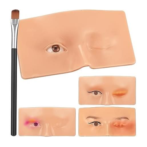 BAMTTOO makeup practice face silicone makeup practice board face eyes permanent cosmetic makeup training for makeup artists and beginners with makeup brushes (style 3)