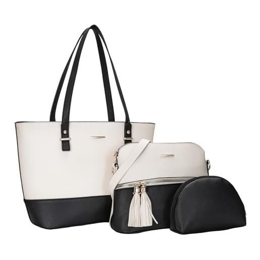 molshine set di borse da 3 pezzi borsa a tracolla piccola in pelle vegana di grande capacità borsa a tracolla piccola per donna hb028 (bianco)