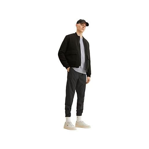 TOM TAILOR Denim pantaloni chino jogger, uomo, grigio (black and grey small check 30132), xs