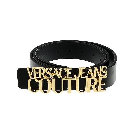 Versace Jeans couture - cintura da uomo in pelle con fibbia con scritta, colore: nero/oro, nero/oro, 40