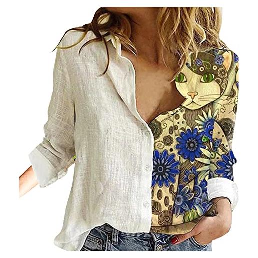 Ghemdilmn camicia a bottoni tunica camicetta stampata con risvolto top da donna camicie casual larghe da donna camicie donne particolari per taglie forti