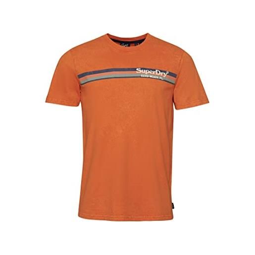 Superdry vintage tee camicia, fire orange marl stripe, s uomo