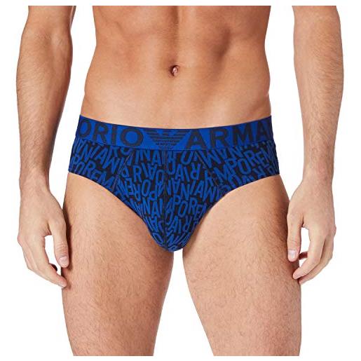 Emporio Armani underwear-slip con logo all over pantaloncini, bold ea marin/anemon, m uomo