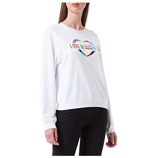 Love Moschino love heart multicolore foil print maglia di tuta, bianco, 48 donna