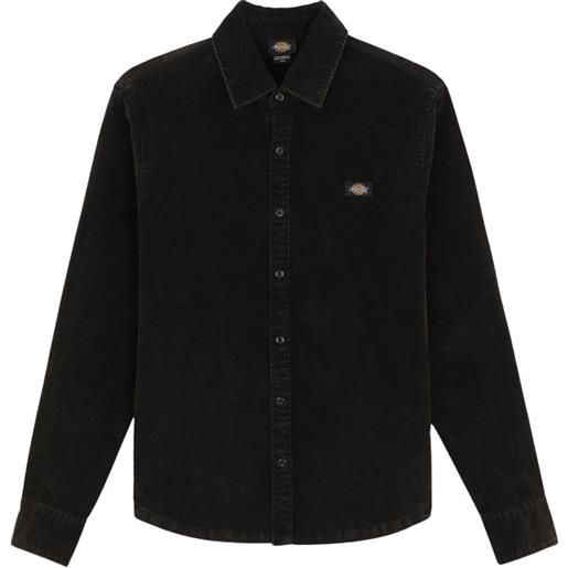 Dickies - camicia da uomo in velluto a coste - chase city shirt ls black per uomo - taglia s, m, l, xl - nero