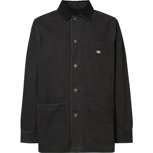 Dickies - giacca da uomo in cotone - duck lined chore jacket stone washed black per uomo - taglia s, m, l, xl - nero