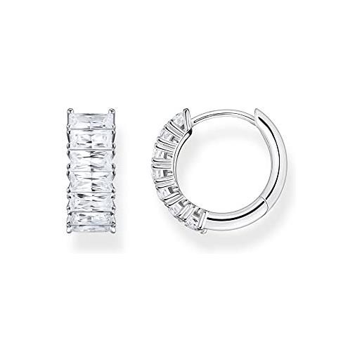 Thomas Sabo orecchini a cerchio da donna in argento sterling 925 con zirconi, dimensioni: 17 x 6 mm, cr667-051-14, 17x6 mm, argento sterling, zirconia cubica 1