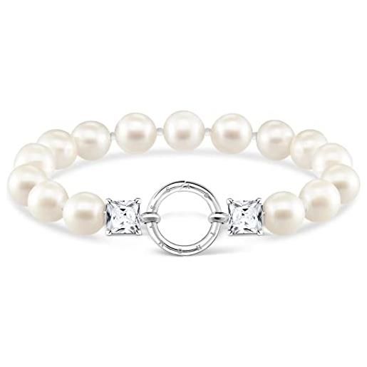 Thomas sabo a2072-167-14-l15 - bracciale da donna in argento sterling 925, con perle d'acqua dolce e zirconi, lunghezza 15 cm, mittelgroße, argento sterling, nessuna pietra preziosa