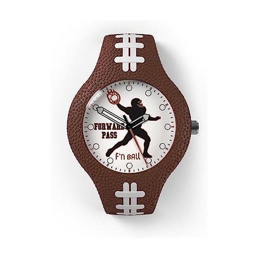 F'N BALL orologio da polso per appassionati di football americano, idea regalo per adulti, bambini e ragazzi - in silicone, texture pallone da football