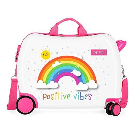 Enso arcoiris positive vives valigia per bambini bianco 50x39x20 cms rigida abs chiusura a combinazione numerica 38l 2,3kgs 4 ruote bagaglio a mano