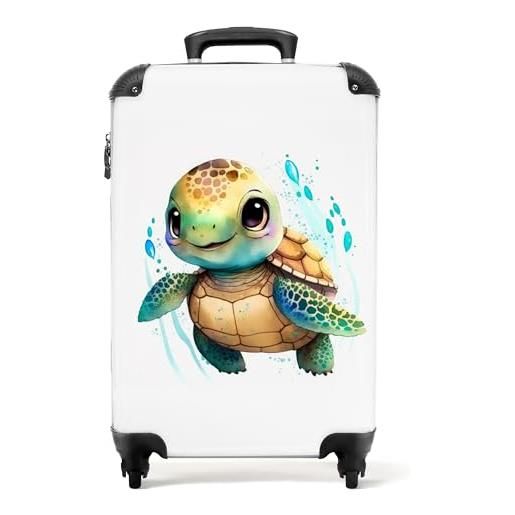 NoBoringSuitcases.com® bagaglio a mano valigie luggage bambini si inserisce trolley bagagli a mano 55x40x20 - tartaruga ad acquerello - 55x35x20cm