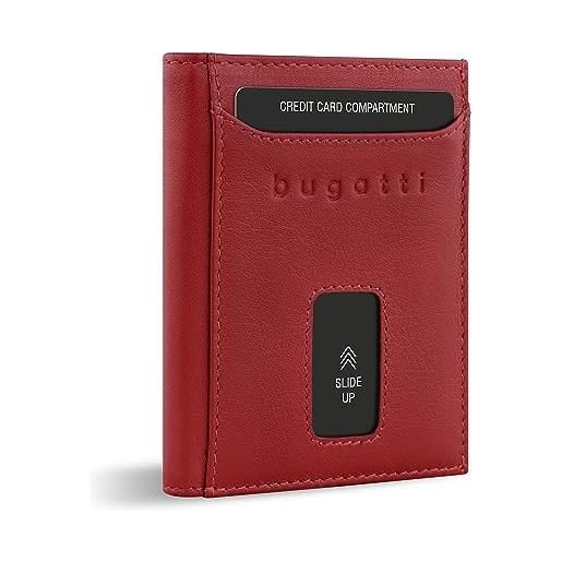 bugatti secure slim mini special portafoglio, xl per monete, rfid, pelle, rosso