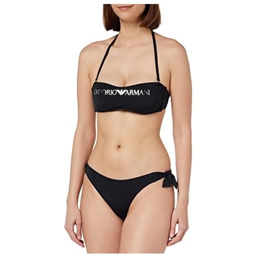 Emporio Armani bikini da donna logo lover band and bow brasilian set, bianco, xl