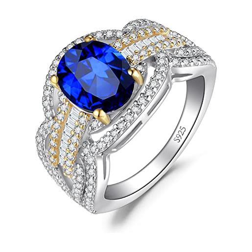 JewelryPalace 2.5ct nodo d'amore anelli donna vintage argento 925 con creato zaffiro, ovale anello promessa solitario con pietra blu, anelli dorati infinito fedine fidanzamento gioielli donna