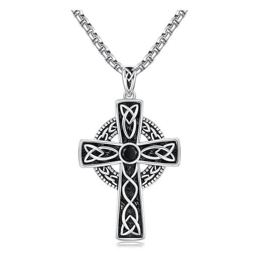 Midir&Etain collana con croce celtica irlandese, per uomini e donne, in argento sterling 925, san cristoforo, medusa/san giuseppe, protezione gioielli religiosi, regalo per uomini e donne, argento sterling
