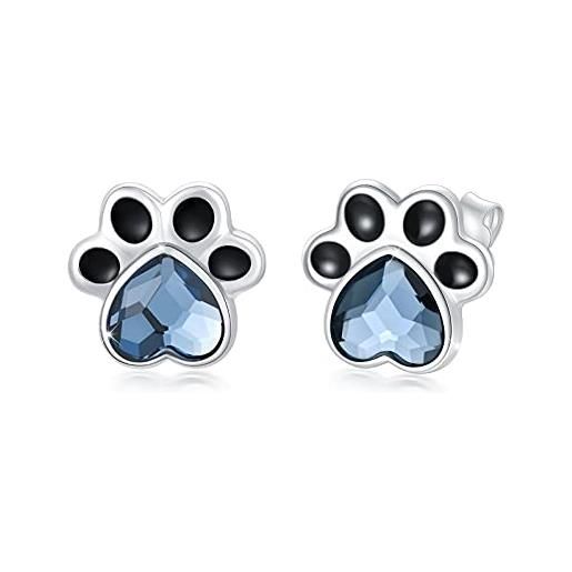 SOESON orecchini a forma di zampa orecchini a forma di zampa di cane in argento sterling 925 orecchini a forma di zampa orecchini ipoallergenici gioielli regalo per donne e ragazze (blu)