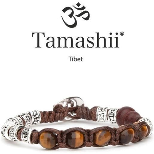 Tamashii bracciale ruota della preghiera multifaceted occhio di tigre marrone Tamashii unisex